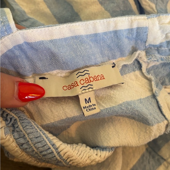 Casa Cabana Diane Stripe Linen Blend Midi Dress Size Small Coastal Beach Resort - Picture 2 of 7